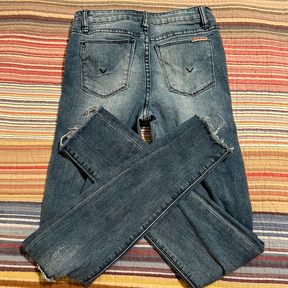 Hudson Kids Jeans Distressed Frayed Hem Skinny Blue Denim Pants‎ Size 14